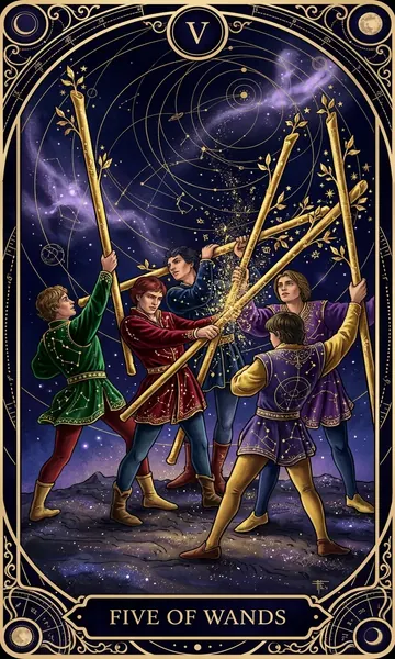 Ngũ Gậy (Five of Wands)